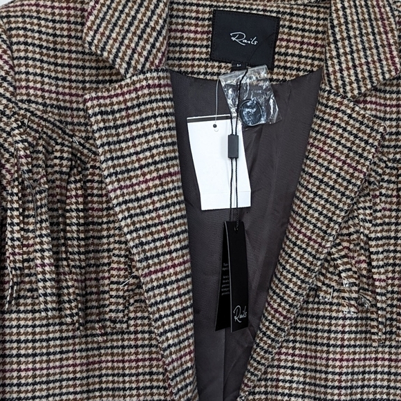 Rails Jagger Houndstooth Plaid Button Front Blazer, Pockets, Fringe Detail sz M - Picture 9 of 15